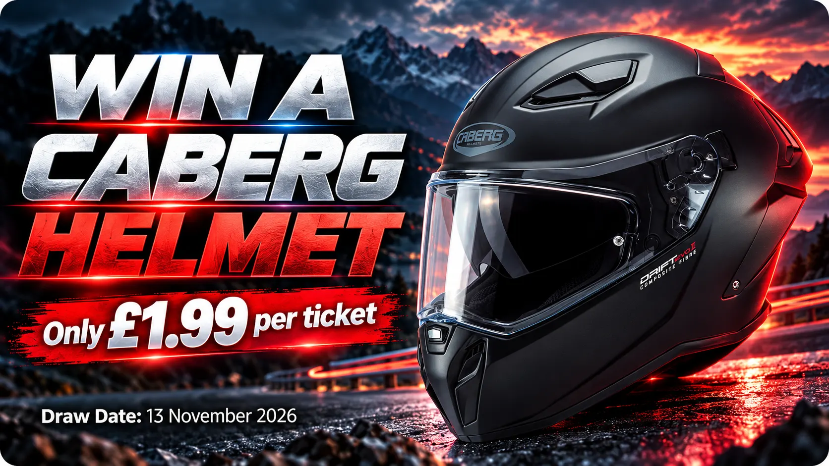 Win a Caberg Helmet Giveaway Win a Caberg Drift Evo II Motorcycle Helmet for Just £1.99 - Image 1